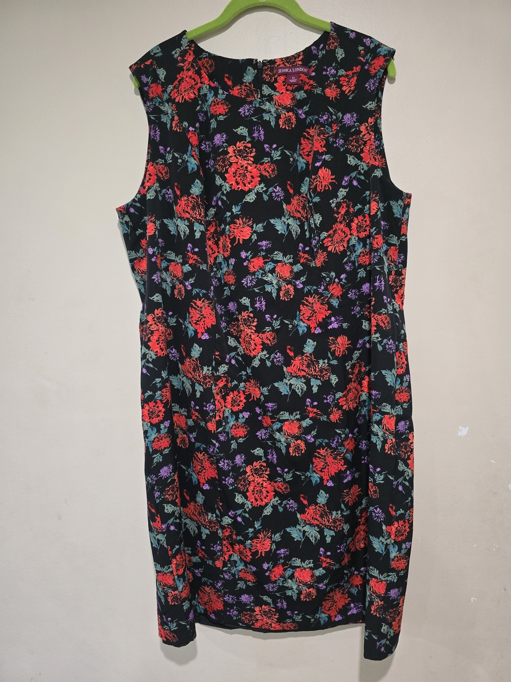 Womans Plus Size 22W Jessica London Black Floral Shift Dress